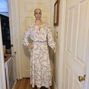 American Rag Womens Floral Fit & Flare Maxi Dress Floral Long  Sleeve M